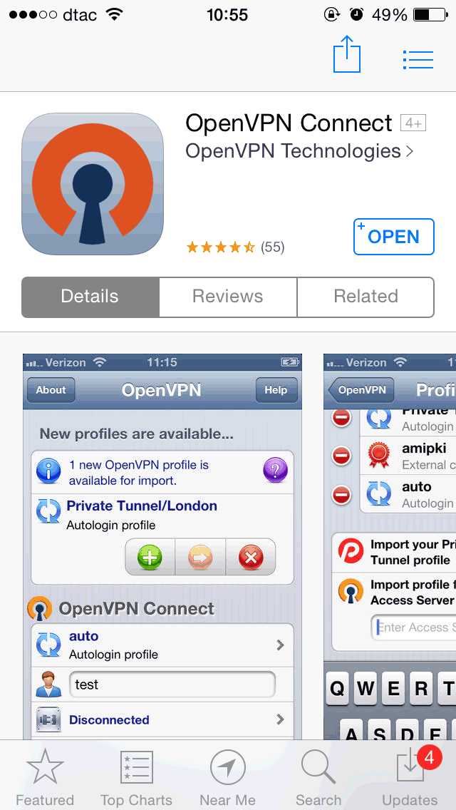 ขั้นตอนติดตั้ง Openvpn ios step 1