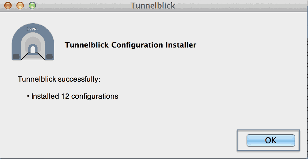 Installation Tunnelblick Mac os X Step 11