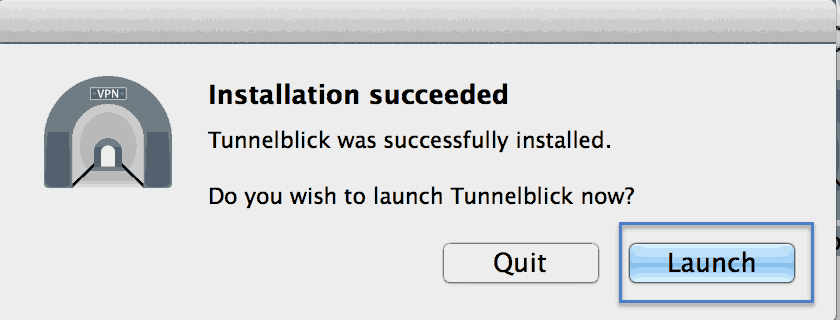 Installation Tunnelblick Mac os X Step 4