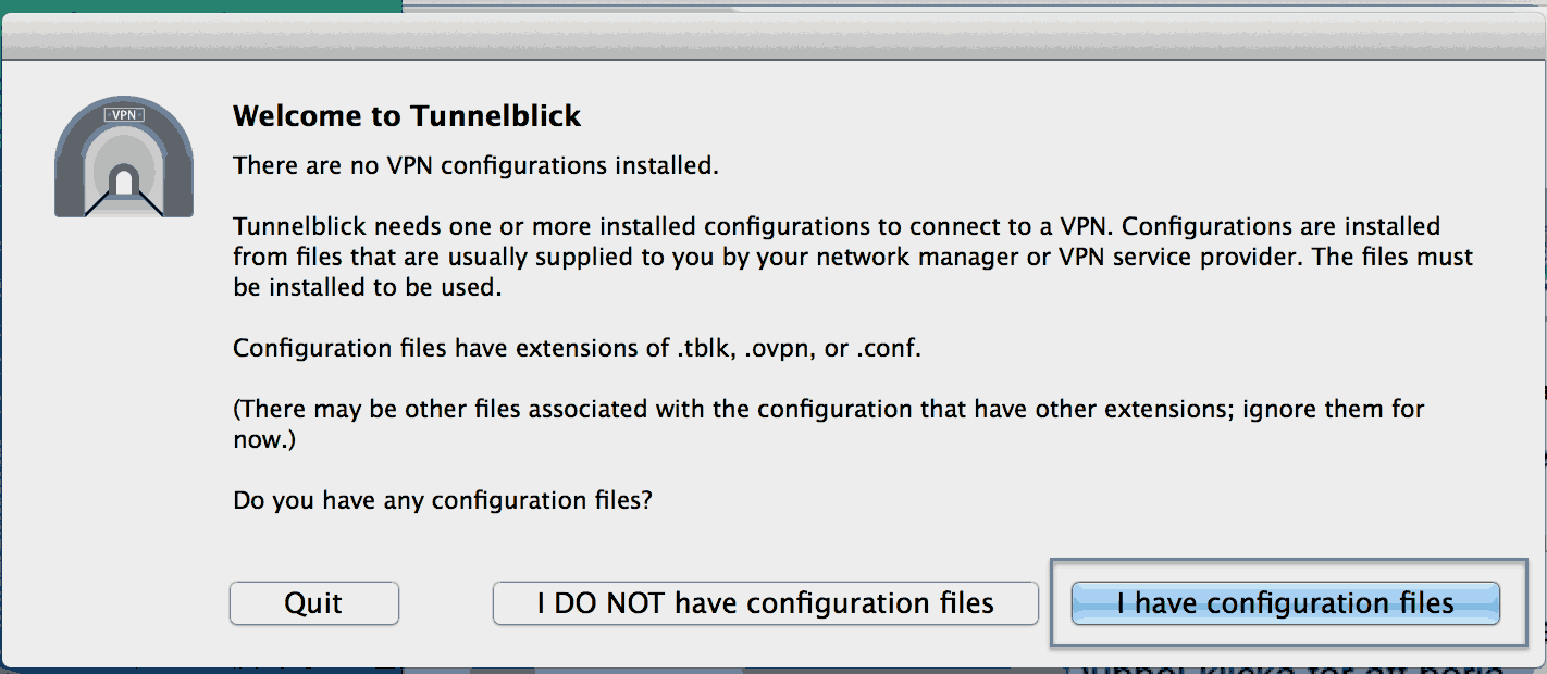 Installation Tunnelblick Mac os X Step 5