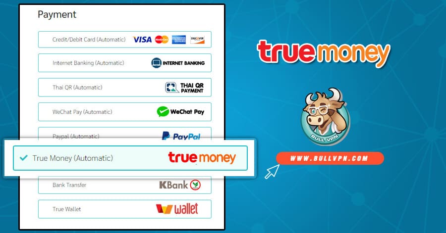 how-to-pay-bullvpn-with-true-money